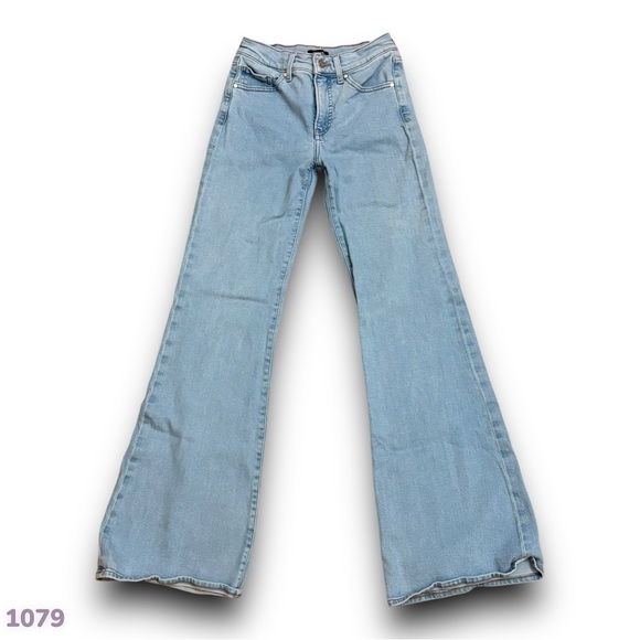 1079 Express 70s Flare Jeans 00 (26x32.5) High Rise Stretch Light Wash - Picture 1 of 12